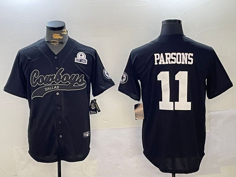 Men Dallas Cowboys 11 Parsons Black Joint Name 2024 Nike Limited NFL Jersey style 4